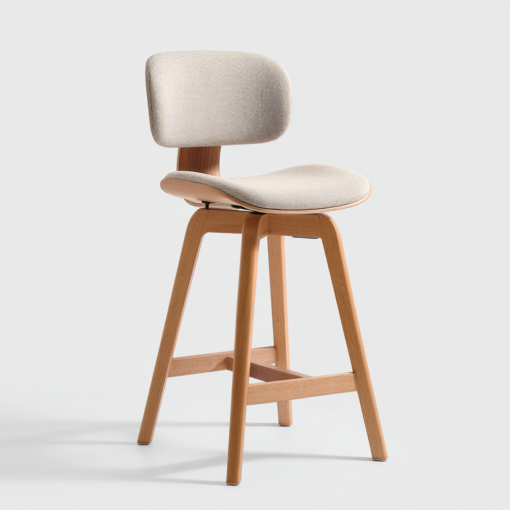 Sgabello da bar-tessuto-legno-47x49x101 cm-beige-design moderno-Nestleia