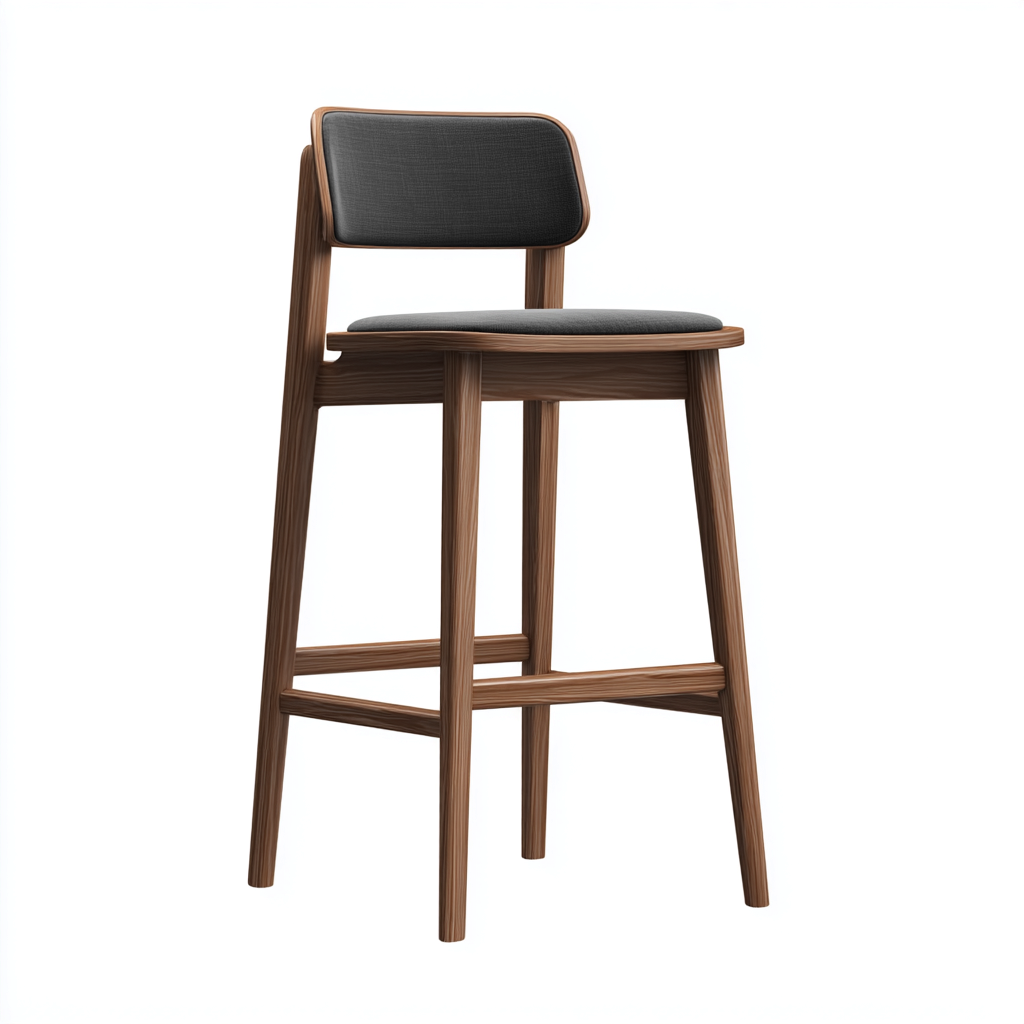 Sgabello da bar-legno-tessuto-48x50x108 cm-grigio-design moderno-Nestleia