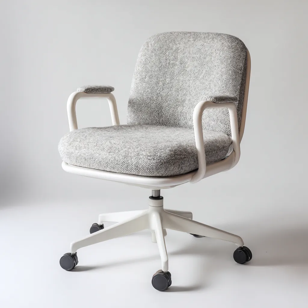 Sedia da ufficio in tessuto-plastica-metallo 51x49x92 cm grigio-bianco design moderno-Nestleia