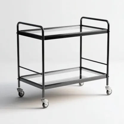 Carrello da cucina-metallo-vetro-74x40x86 cm-nero-design moderno-Nestleia
