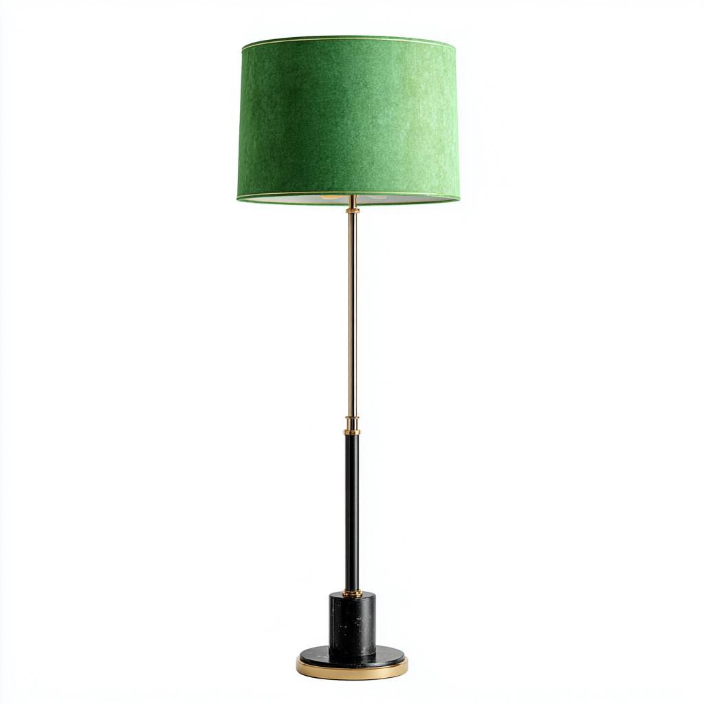 Lampada da terra - metallo-tessuto-marmo - 34x34x170 cm - nero-oro-verde - stile moderno-Nestleia
