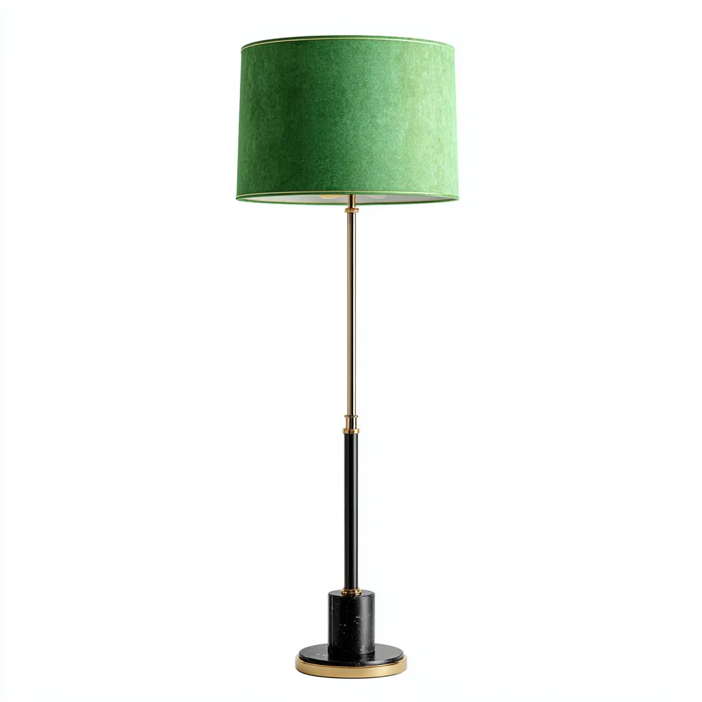 Lampada da terra - metallo-tessuto-marmo - 34x34x170 cm - nero-oro-verde - stile moderno-Nestleia