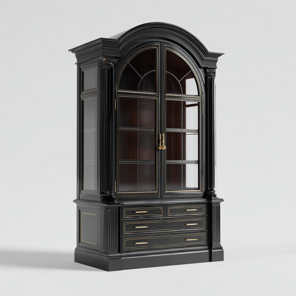 Vetrina-legno-vetro-118x48x212 cm-nero-classico-Nestleia