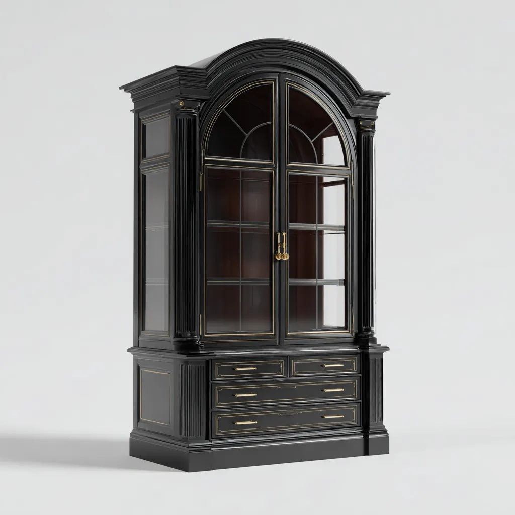 Vetrina-legno-vetro-118x48x212 cm-nero-classico-Nestleia