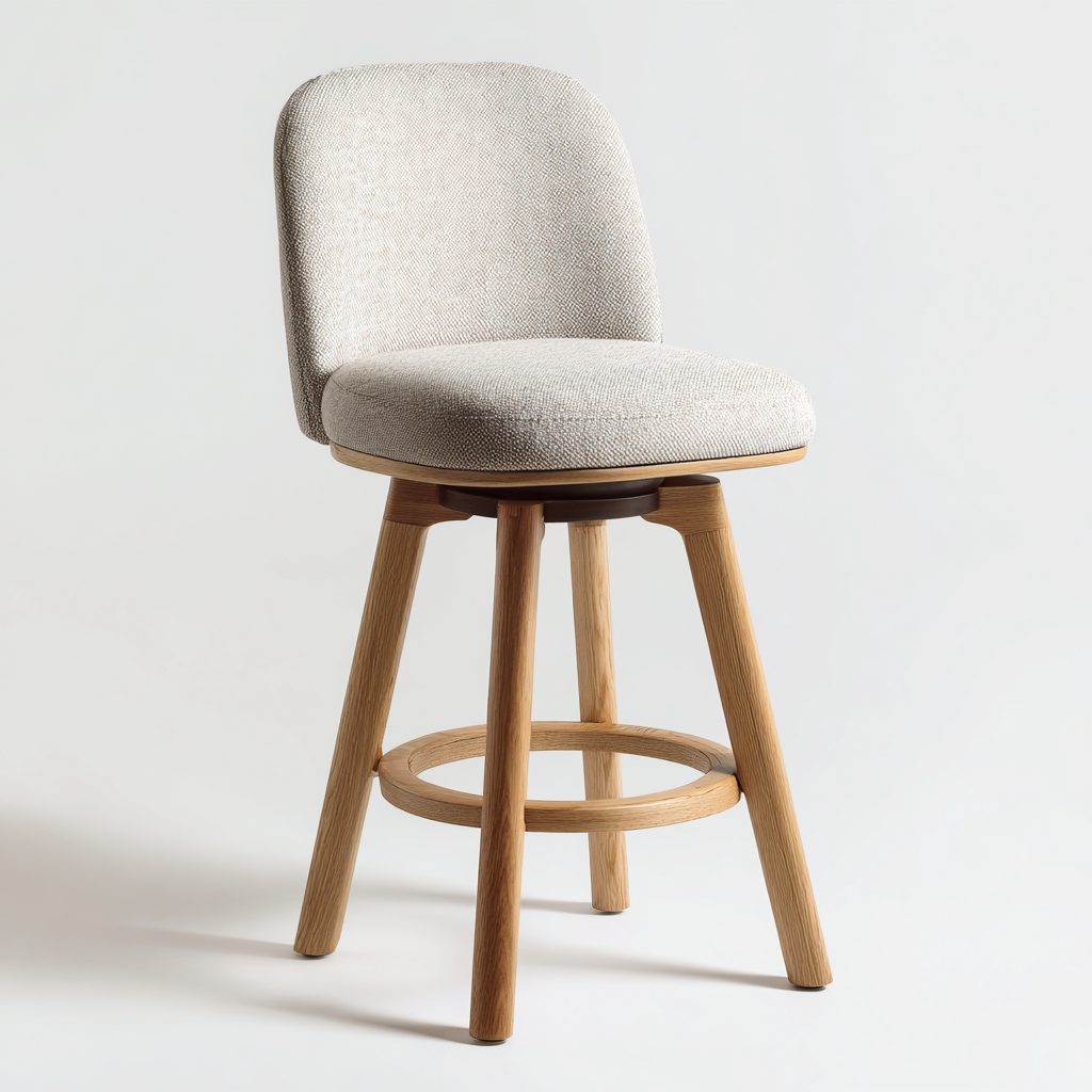 Sgabello da bar-tessuto-legno-46x48x94 cm-beige-design moderno-Nestleia