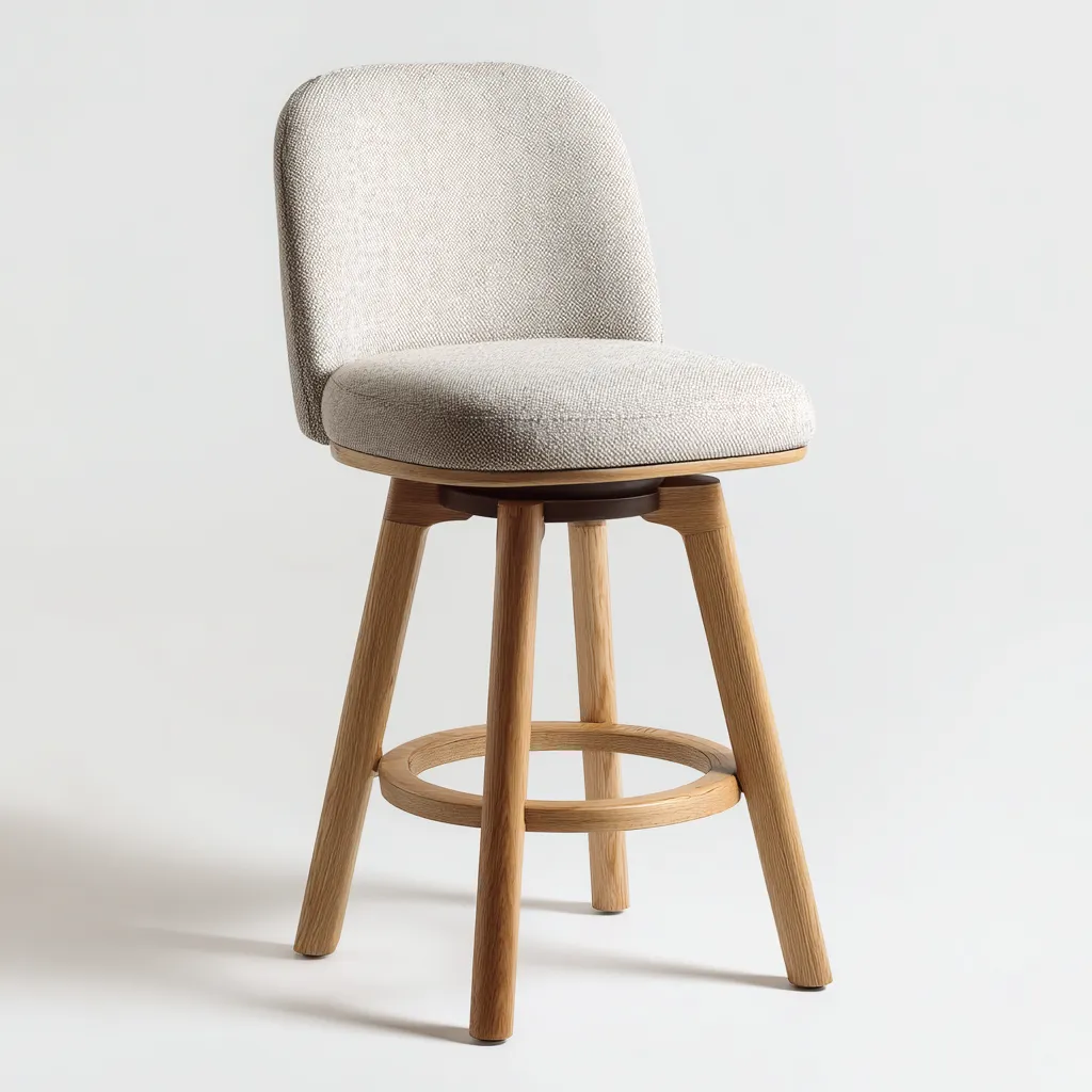 Sgabello da bar-tessuto-legno-46x48x94 cm-beige-design moderno-Nestleia