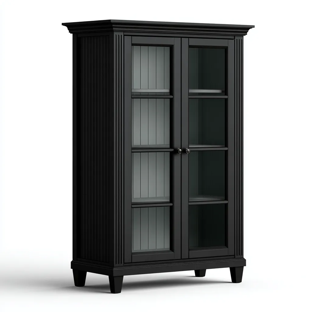Vetrina-legno-vetro-92x40x168 cm-nero-classico-Nestleia