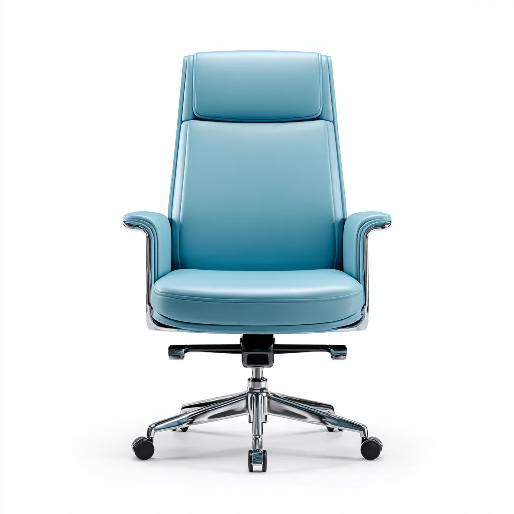 Sedia da ufficio in pelle-plastica-metallo 54x52x118 cm azzurro design moderno-Nestleia