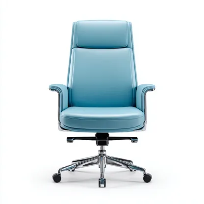 Sedia da ufficio in pelle-plastica-metallo 54x52x118 cm azzurro design moderno-Nestleia