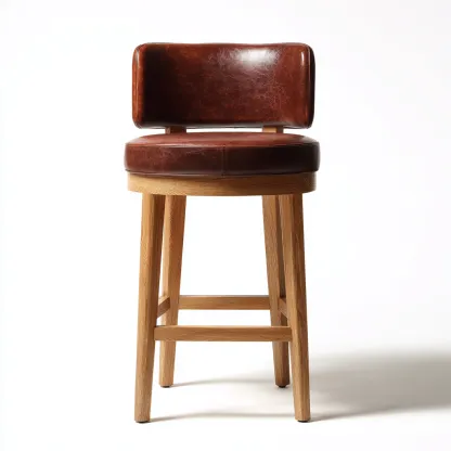 Sgabello da bar-pelle-legno-46x49x104 cm-marrone-design moderno-Nestleia