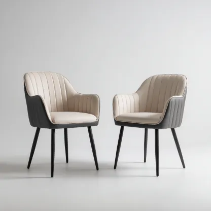 Sedia da pranzo-pelle sintetica-metallo-58x60x89 cm-beige-grigio-design moderno-Nestleia