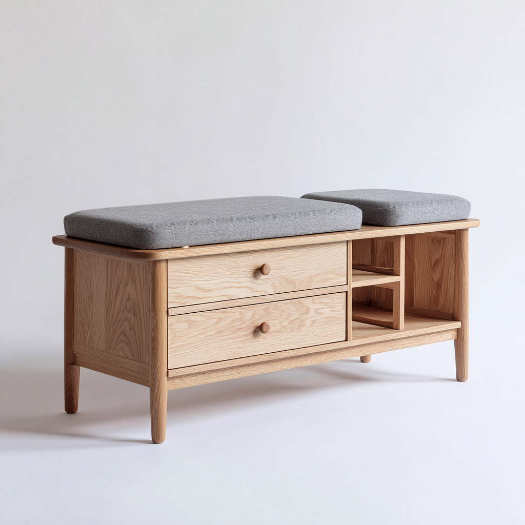 Panca da ingresso-legno-tessuto-100x38x50 cm-naturale-grigio-moderno-Nestleia