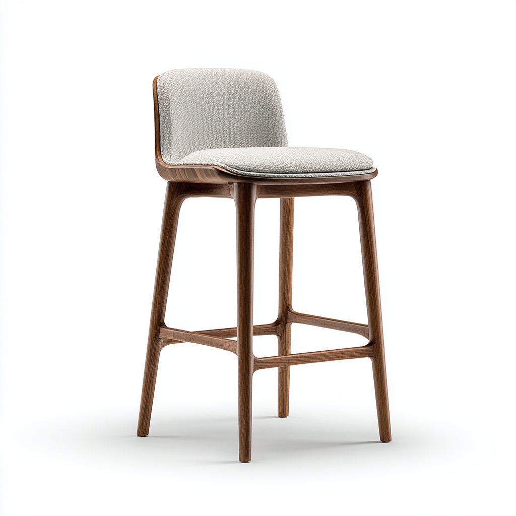 Sgabello da bar-legno-tessuto-48x51x107 cm-grigio-design moderno-Nestleia