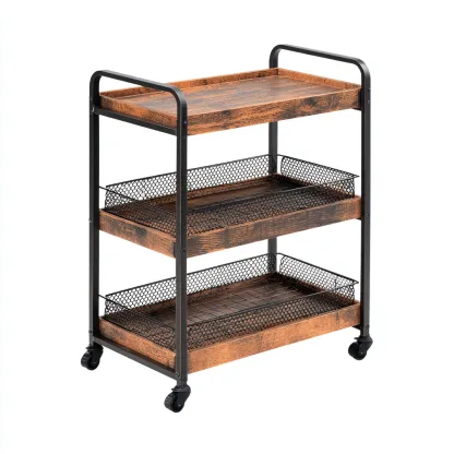 Carrello da cucina-legno-metallo-58x34x89 cm-legno-nero-design industriale-Nestleia