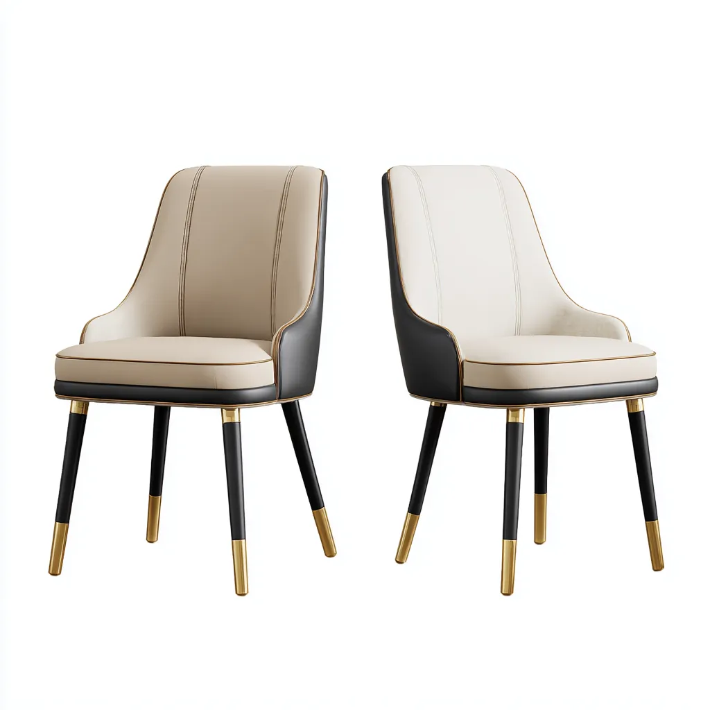 Sedia da pranzo-pelle sintetica-metallo-52x57x88 cm-beige-bianco-design moderno-Nestleia