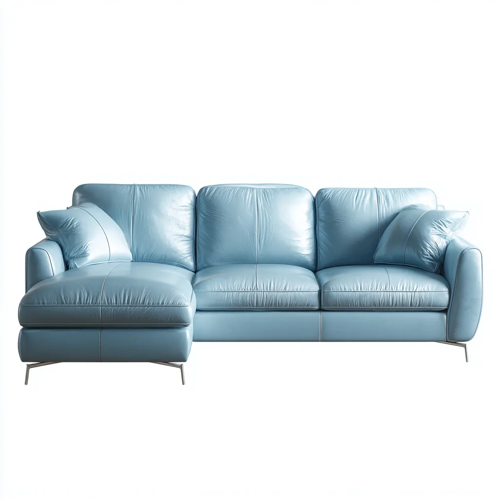 Divano angolare-pelle-265x170x88 cm-azzurro-design moderno-Nestleia