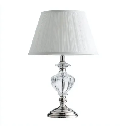 Lampada da tavolo - vetro-tessuto-metallo - 23x23x52 cm - trasparente-argento-bianco - stile classico-Nestleia