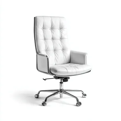 Sedia da ufficio - pelle sintetica - 68x62x120 cm - bianco - ergonomica-Nestleia