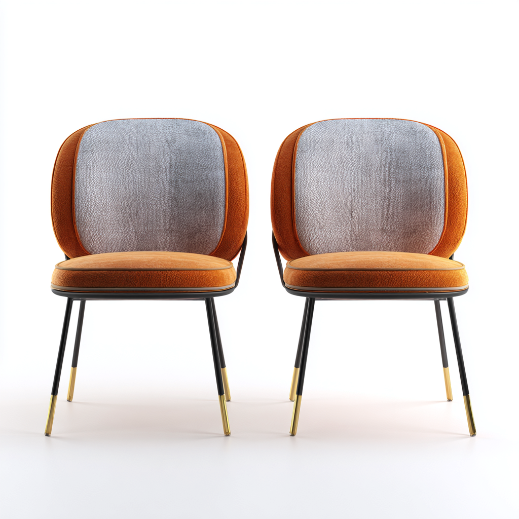 Sedia da pranzo-tessuto-metallo-50x55x87 cm-arancione-grigio-design moderno-Nestleia