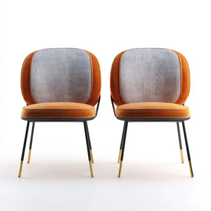 Sedia da pranzo-tessuto-metallo-50x55x87 cm-arancione-grigio-design moderno-Nestleia