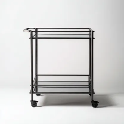 Carrello da cucina-metallo-vetro-78x40x88 cm-nero-design moderno-Nestleia