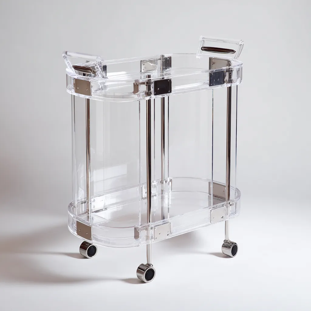 Carrello da cucina-acrilico-acciaio-70x40x88 cm-trasparente-design acciaio-design moderno-Nestleia