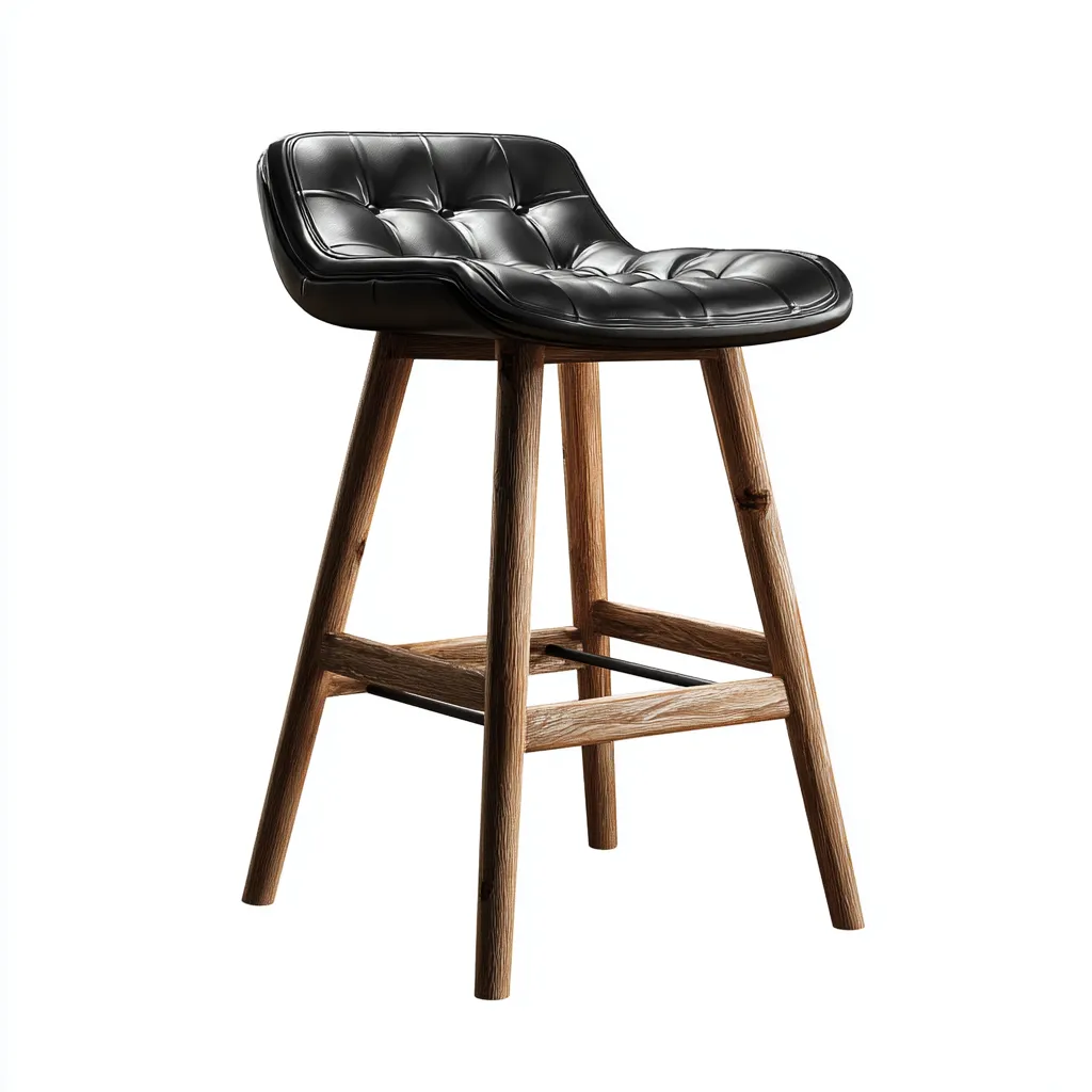 Sgabello da bar-pelle sintetica-legno-metallo-46x48x105 cm-nero-design moderno-Nestleia