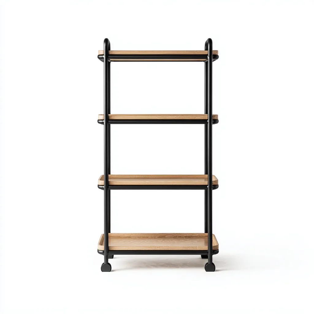 Libreria-metallo-legno-62x32x148 cm-nero-legno-design moderno-Nestleia
