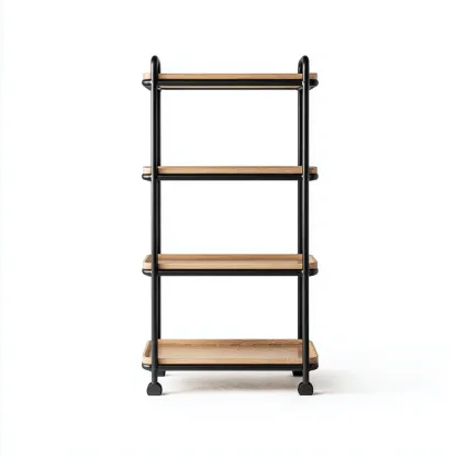 Libreria-metallo-legno-62x32x148 cm-nero-legno-design moderno-Nestleia