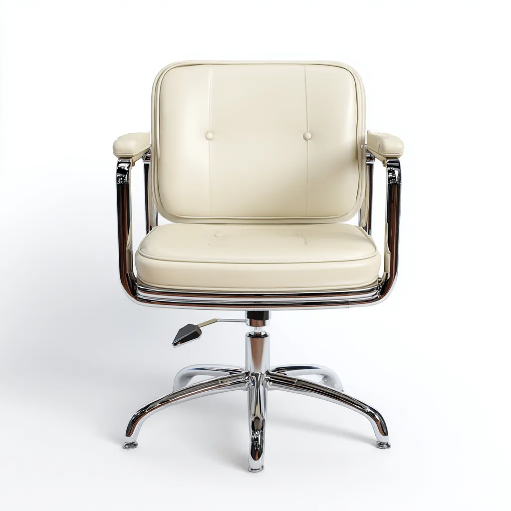 Sedia da ufficio - pelle sintetica - 60x58x90 cm - avorio - moderna-Nestleia