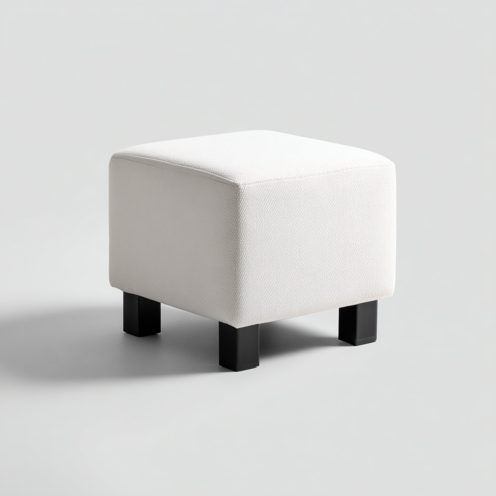 Pouf-tessuto-legno-40x40x46 cm-bianco-design moderno-Nestleia