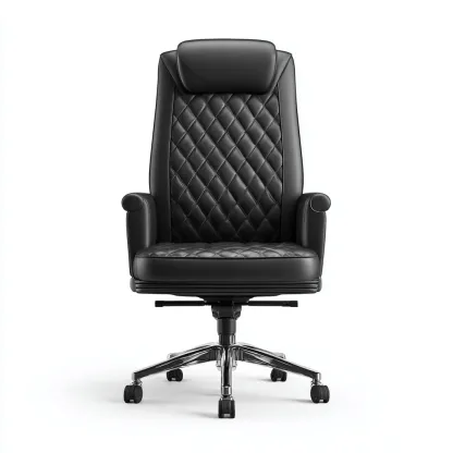 Sedia da ufficio - pelle sintetica - 68x62x118 cm - nero - ergonomica-Nestleia