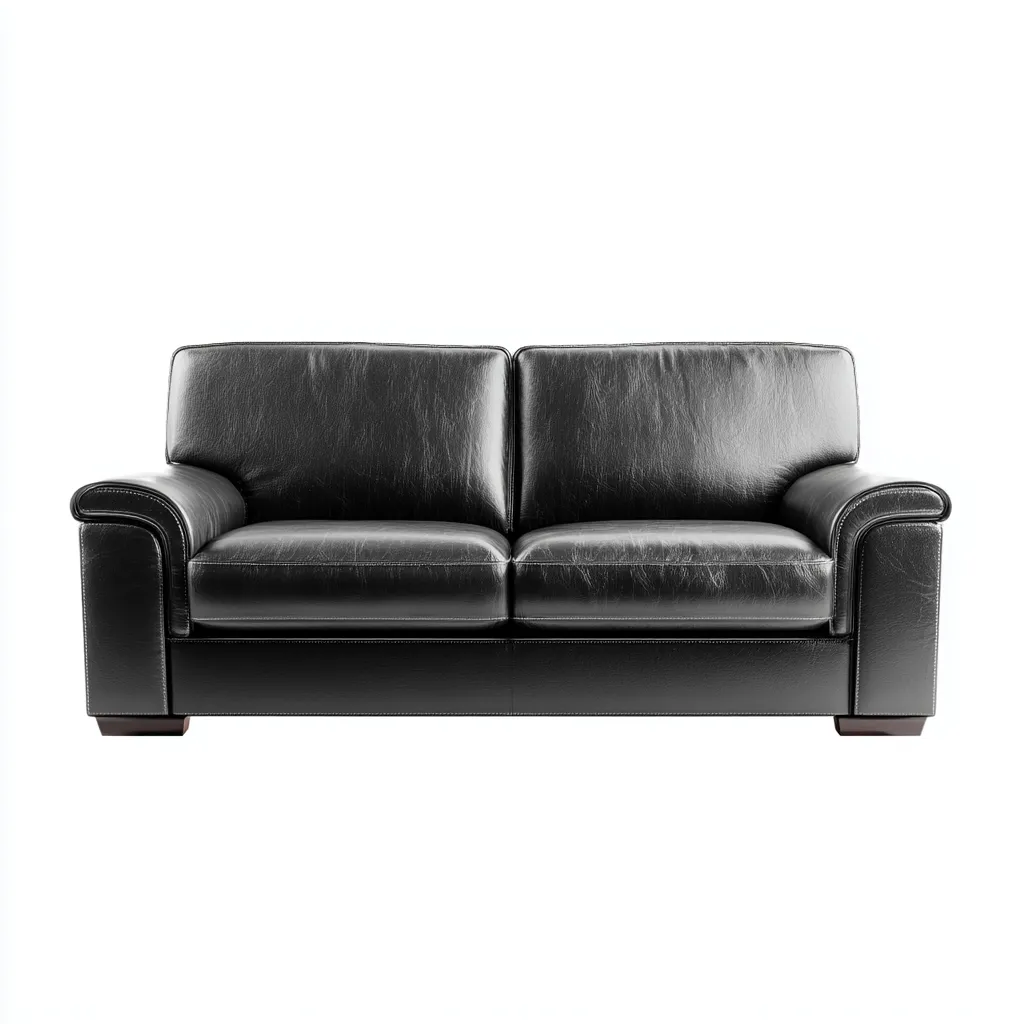 Divano lineare-pelle-legno-metallo-195x92x90 cm-nero-design classico-Nestleia