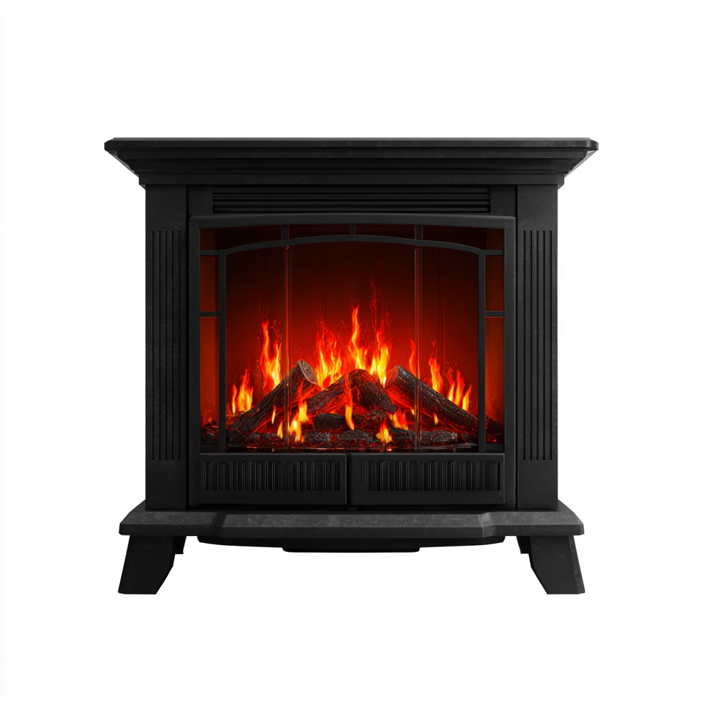 Camino elettrico-metallo-vetro-88x32x78 cm-nero-design classico-Nestleia