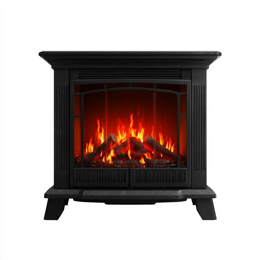 Camino elettrico-metallo-vetro-88x32x78 cm-nero-design classico-Nestleia