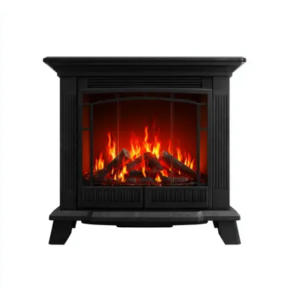 Camino elettrico-metallo-vetro-88x32x78 cm-nero-design classico-Nestleia