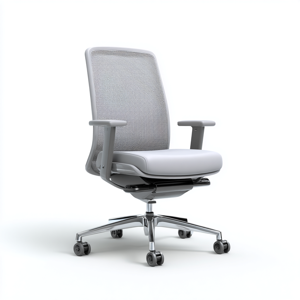 Sedia da ufficio in rete-plastica-metallo 50x47x98 cm grigio chiaro design moderno-Nestleia