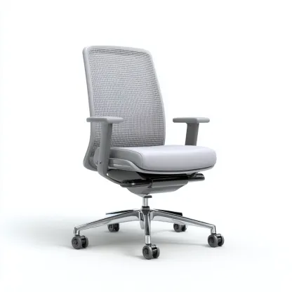 Sedia da ufficio in rete-plastica-metallo 50x47x98 cm grigio chiaro design moderno-Nestleia