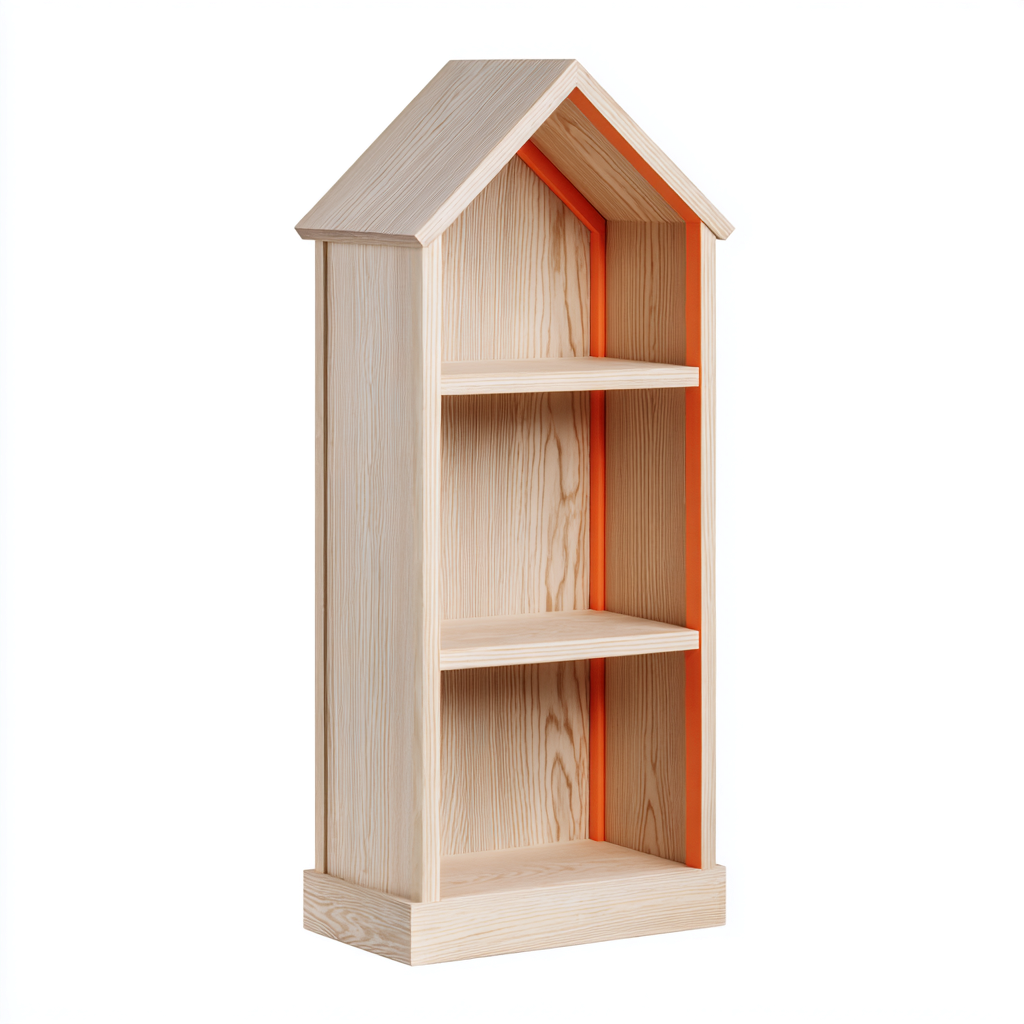 Libreria-legno-63x32x142 cm-legno-arancione-design moderno-Nestleia