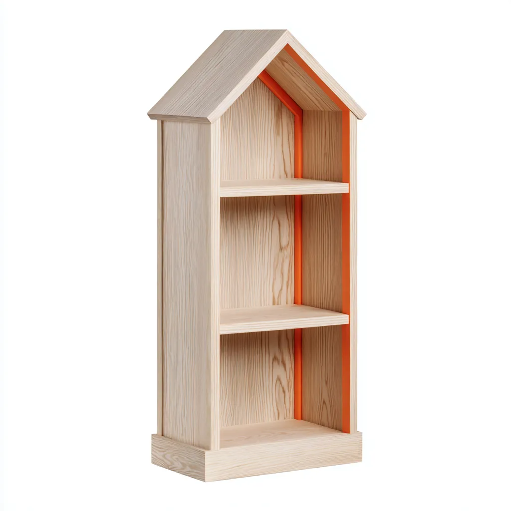 Libreria-legno-63x32x142 cm-legno-arancione-design moderno-Nestleia