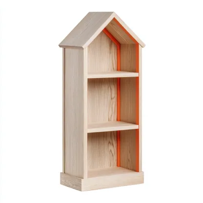 Libreria-legno-63x32x142 cm-legno-arancione-design moderno-Nestleia