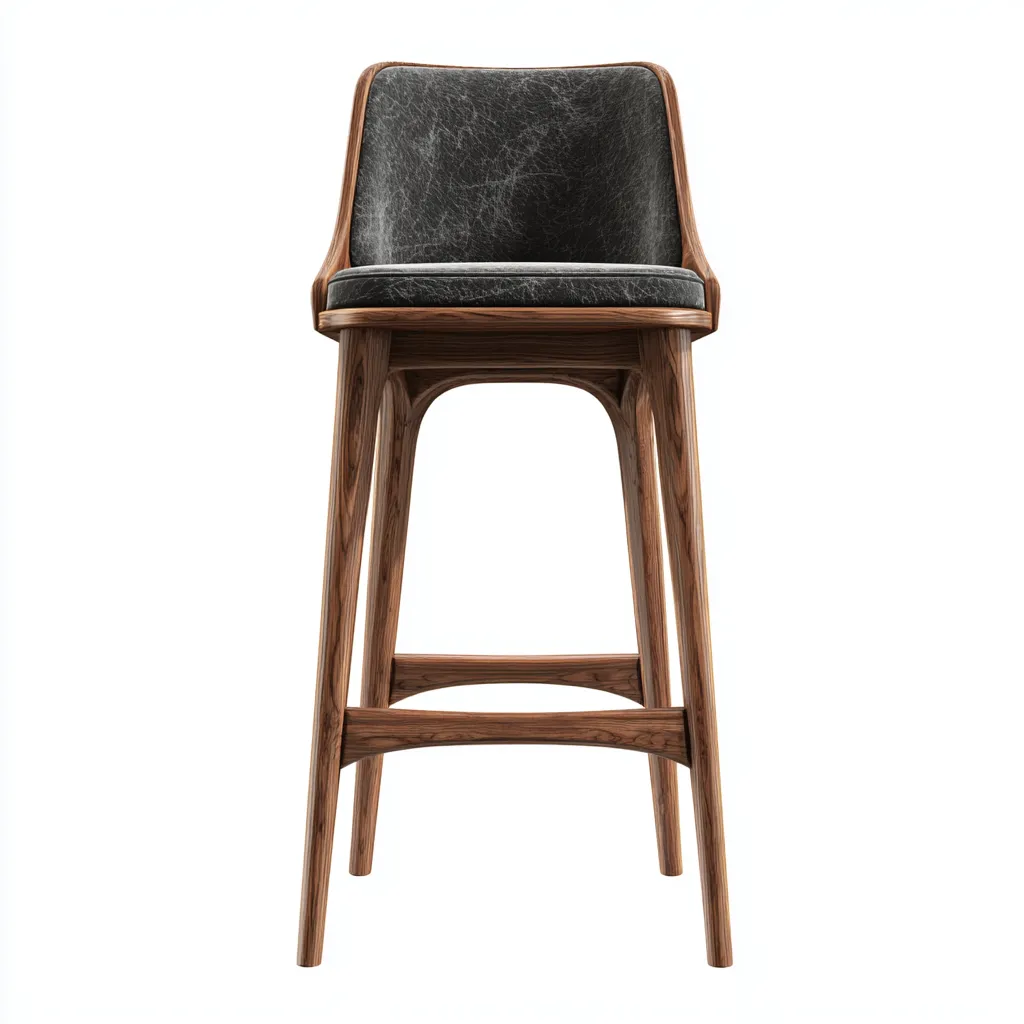 Sgabello da bar-legno-pelle-48x50x110 cm-grigio-design moderno-Nestleia