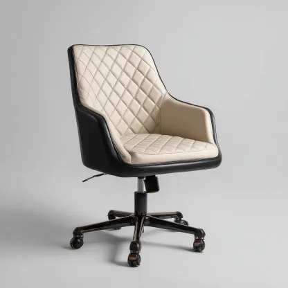 Sedia da ufficio in pelle-plastica-metallo 52x50x95 cm beige-nero design moderno-Nestleia