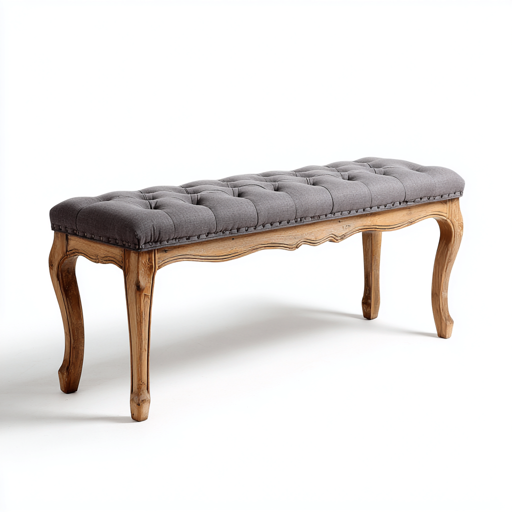 Panca da ingresso-legno-tessuto-120x40x48 cm-grigio-rustico-Nestleia