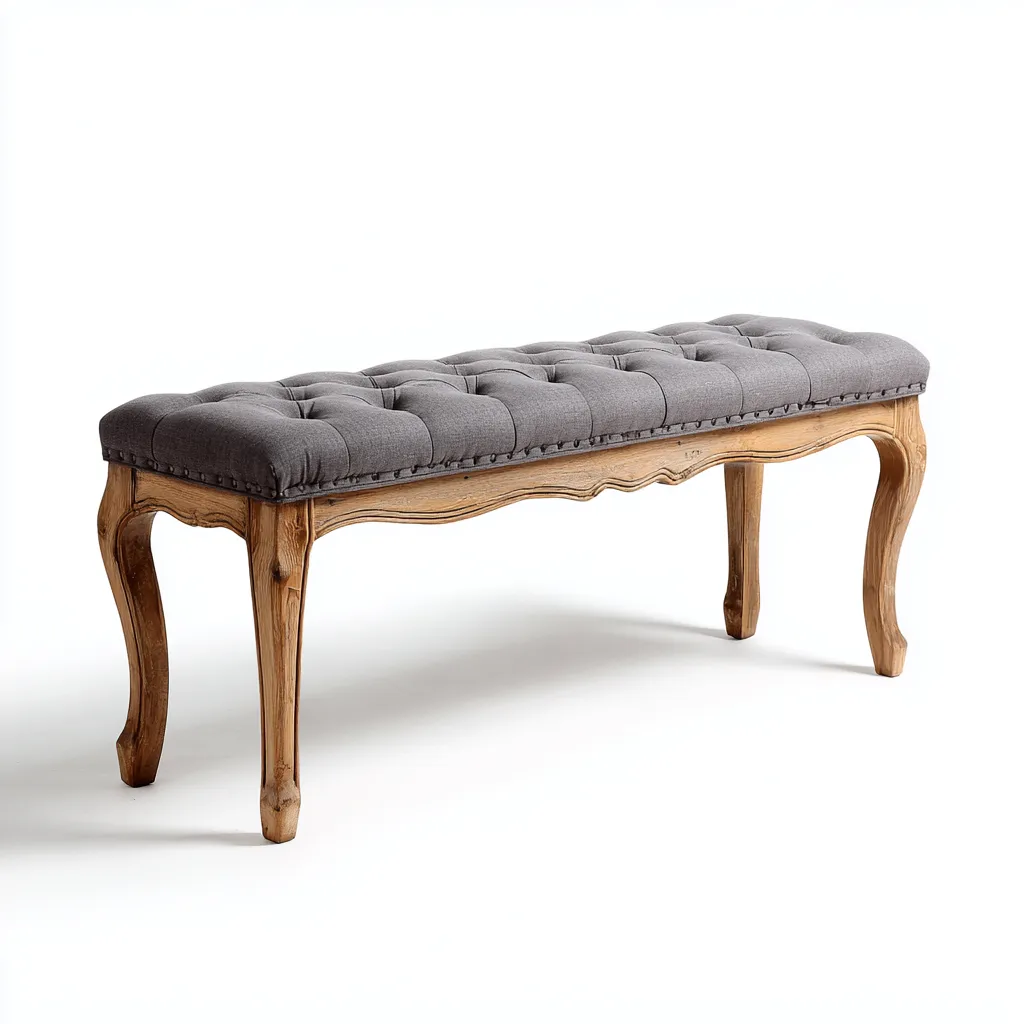 Panca da ingresso-legno-tessuto-120x40x48 cm-grigio-rustico-Nestleia