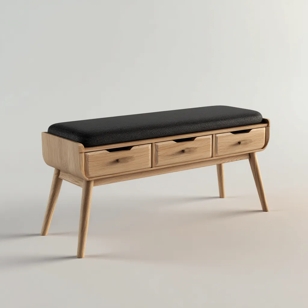 Panca da ingresso-legno-tessuto-112x39x47 cm-naturale-nero-moderno-Nestleia