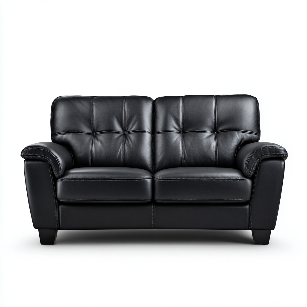 Divano lineare-pelle-legno-metallo-160x85x90 cm-nero-design classico-Nestleia