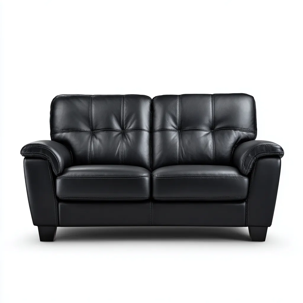 Divano lineare-pelle-legno-metallo-160x85x90 cm-nero-design classico-Nestleia