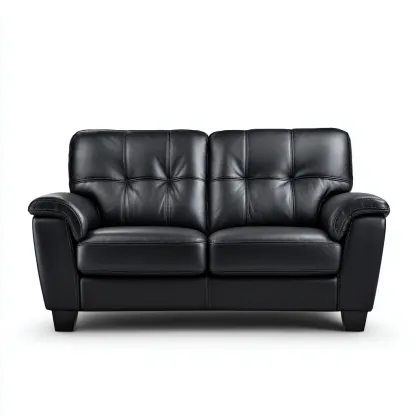 Divano lineare-pelle-legno-metallo-160x85x90 cm-nero-design classico-Nestleia