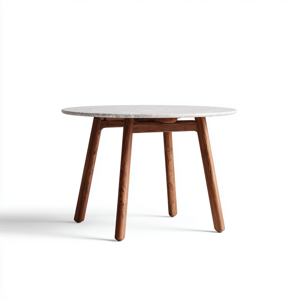 Tavolo da pranzo-marmo-legno-120x120x75 cm-bianco-design naturale-Nestleia